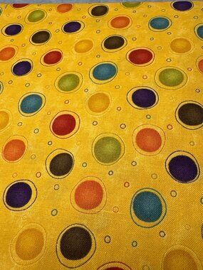 Moda Fabrics "Back In Time" 1/2 yard x 44" Cotton Fabric Yellow Multi-Color Polk